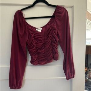 Urban Outfitters Red Fitted Ruched Blouse